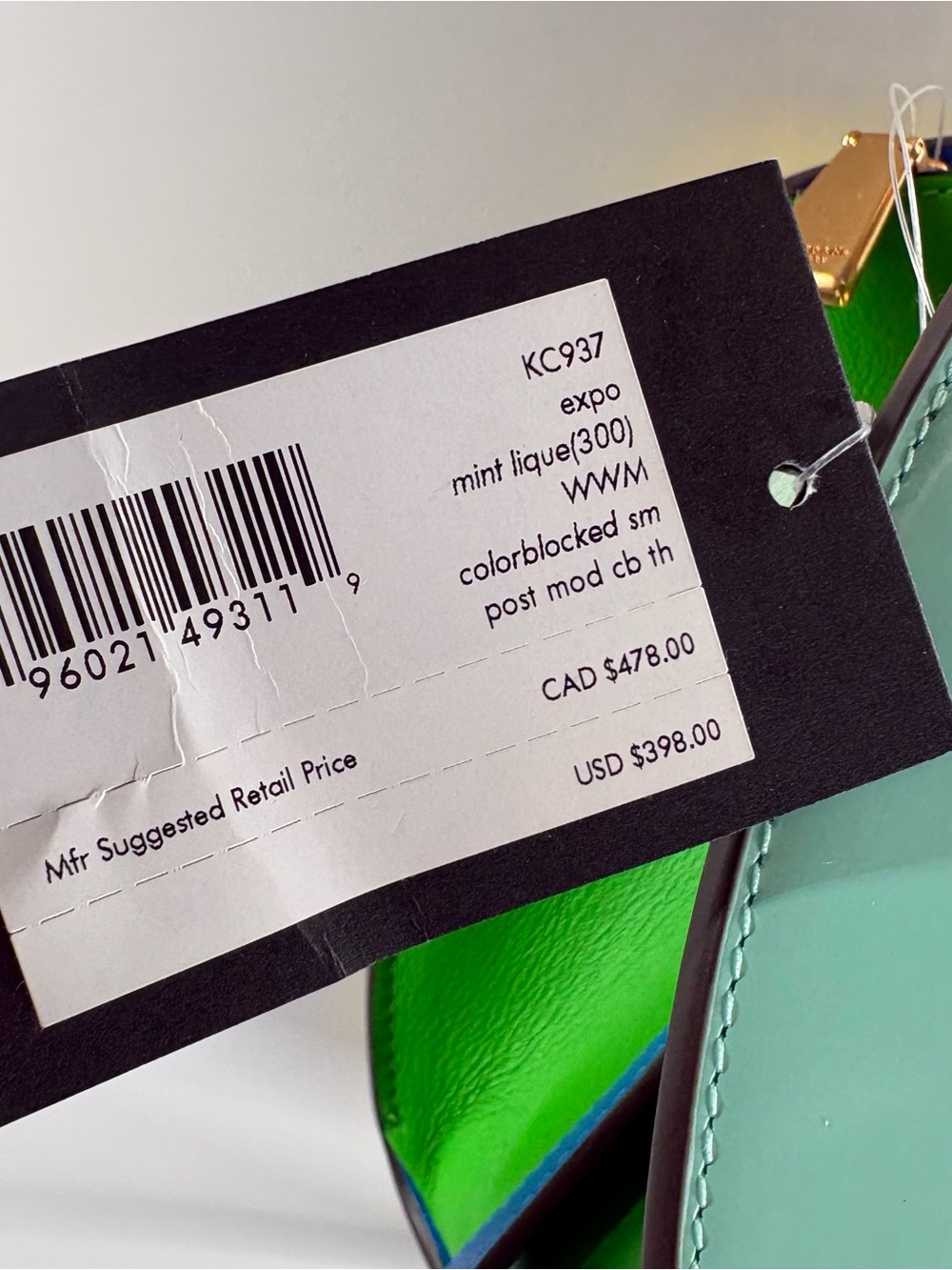 KATE SPADE Mint Yellow Blue Colorblock Expo Mod Leather Dome Satchel NWT $398 - Picture 6 of 6